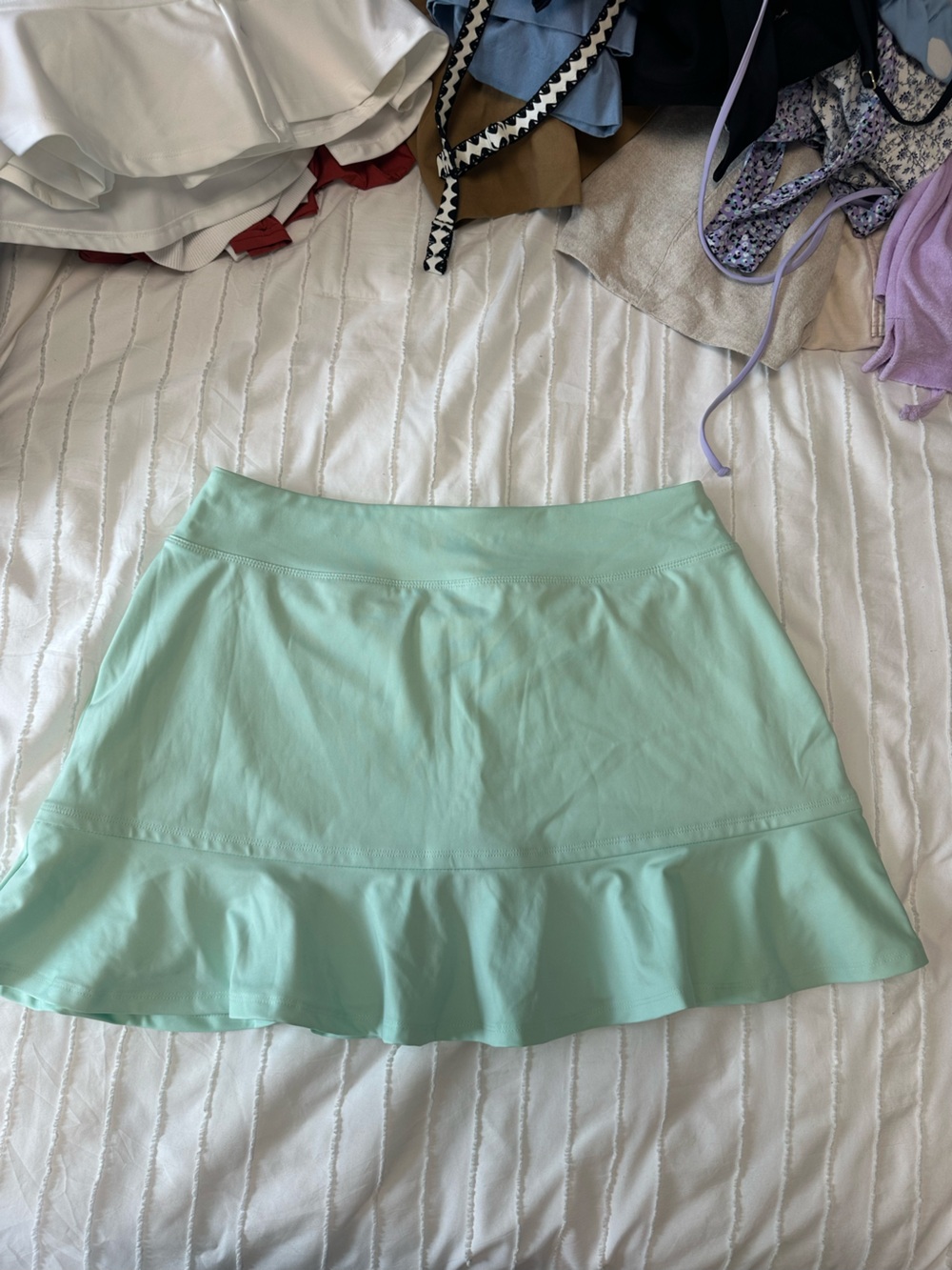 Tommy Bahama Mint Green Ruffle-Hem Mini Skort